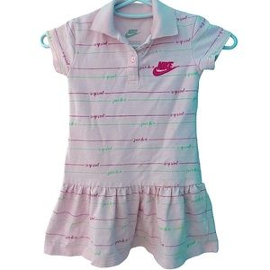 Nike Girls Polo Dress Pink Green Size XS 4
